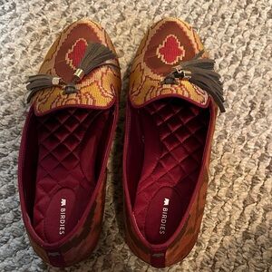 Birdies Red and Gold Patterned Loafers
